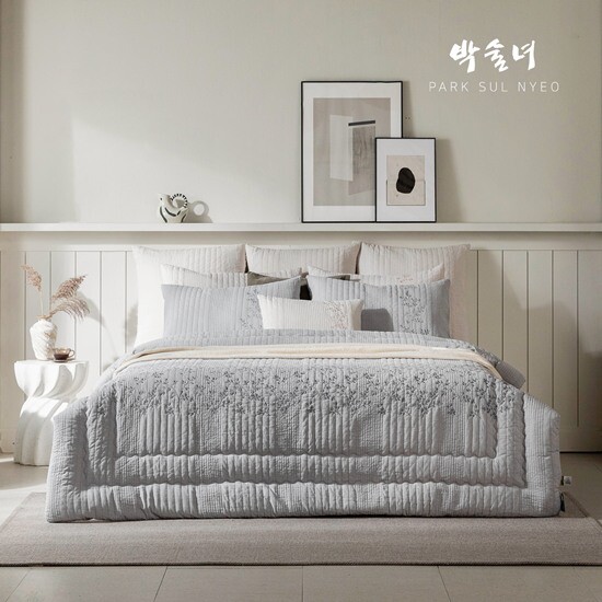 [박술녀][OneTV][SS]순면100 피그먼트 워싱 자수 침구 풀세트_초연2(初緣)