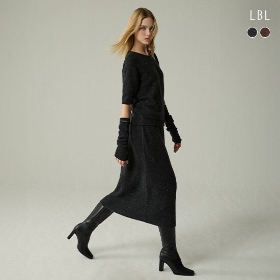 [LBL](25FW) 캐시미어 시퀸 블렌드 니트 스커트