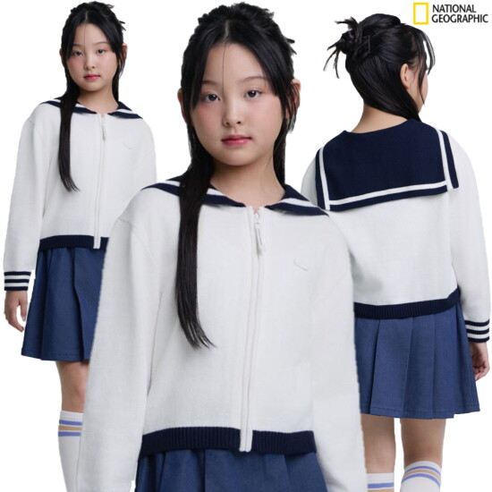 [내셔널지오그래픽키즈(이월(백))]키즈 여아 세일러 카라 가디건 K251GCD010