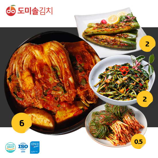 [도미솔김치]★방송중에만★도미솔 김치 별미 4종 총10.5kg(포기김치 6kg+오이통김치2kg+열무김치2kg+파김치0.5kg)