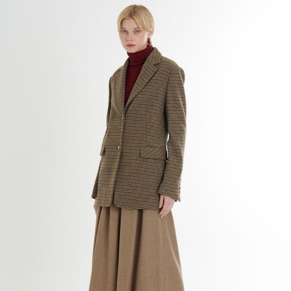프릭스 바이 김태훈 [프릭스] Wool Tweed Check Pattern Loose Fit Single Two Button Blazer