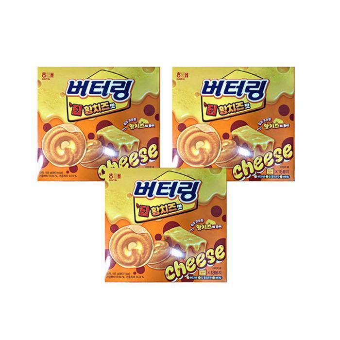 생산자:제조사 : 훼미리식품  유통사 : 해태제과식품 / 소재지:전북특별자치도 전주시 덕진구 팔과정로 216 셀러허브 식품 버터링 딥 황치즈맛 155g 3각F