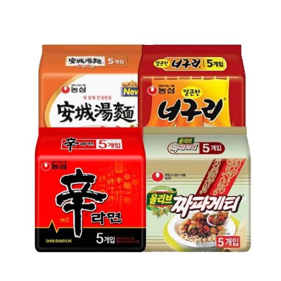 신라면 5입 + 너구리 5입 + 짜파게티 5입 + 안성탕면 5입