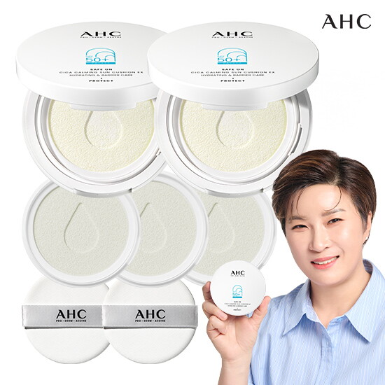 [AHC][기본]AHC 세이프 온 시카 카밍 선 쿠션 EX 본품 2개+리필 3개+퍼프2개
