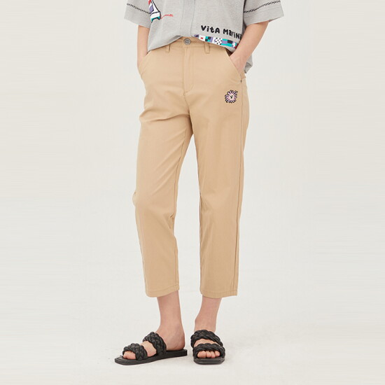 [베네통(공식)][Online Exclusive] 백 밴딩 자수 배기 팬츠_BADPE3431BG