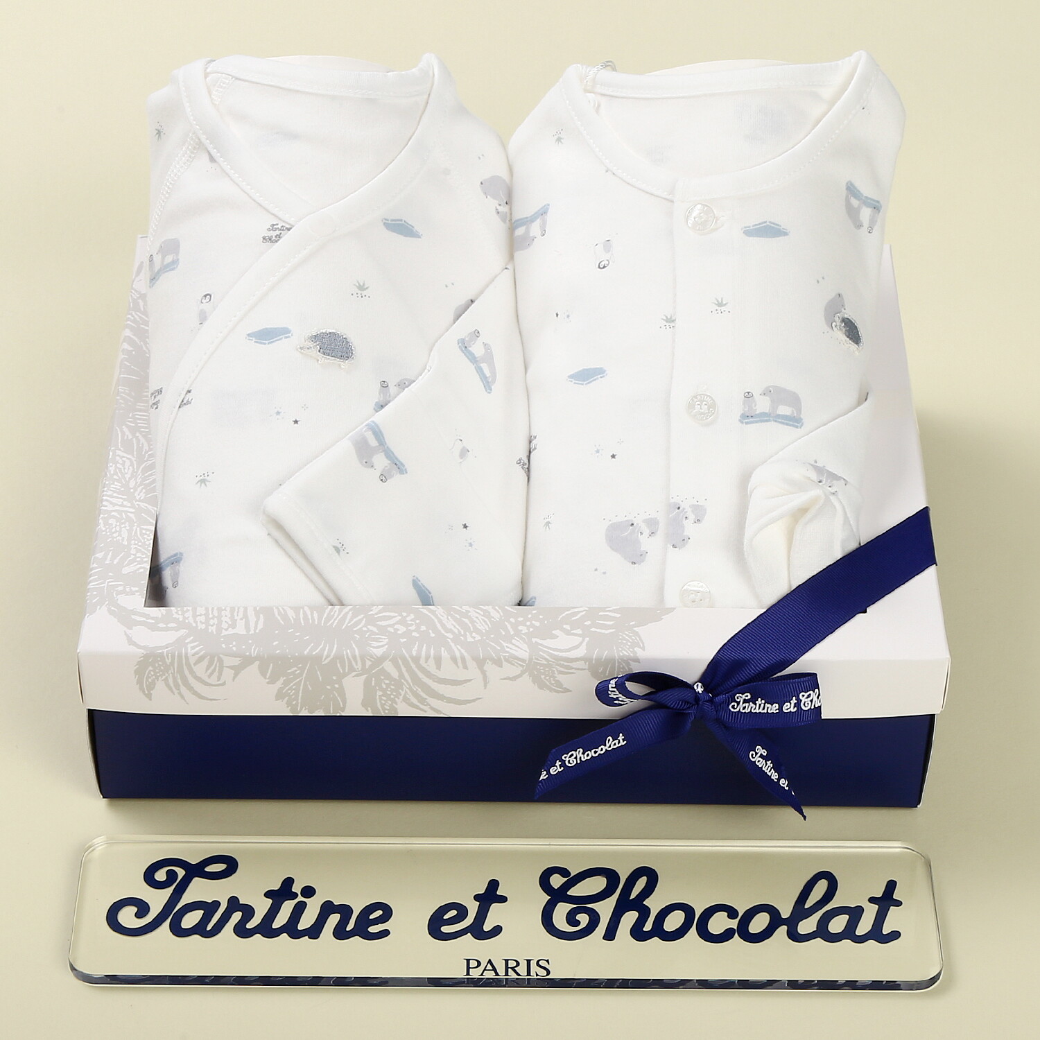 상세참조 쇼콜라 (출산 50일백일선물세트)베이배냇가운+상하복TNNWNG04UW-110