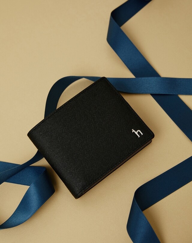 헤지스(아울렛) [헤지스 액세서리]  HJWA5E917BK 선물추천Online 한정판BASIC 블랙 퍼피장식 소가죽 반지갑