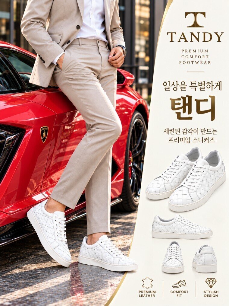 탠디 (패플) [탠디]남성 캐주얼화 전국베스트 소가죽 3cm 스니커즈 Y2F4A012VSBT12_SH