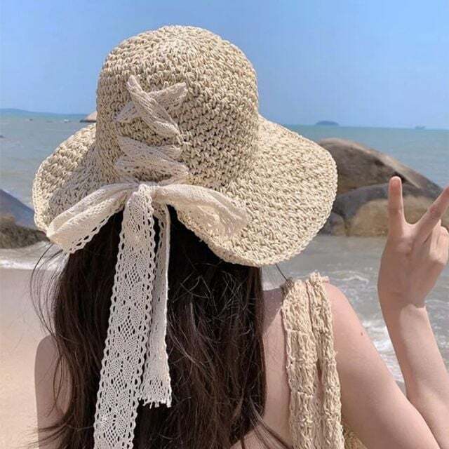 지오벤처스 레이스 인기 프렌치아 리본 버킷햇 감성 모자 / 벙거