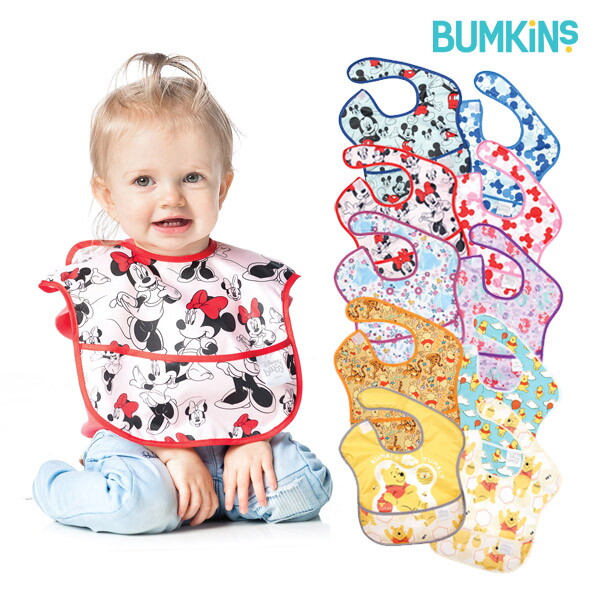 King Boy Baby Products Limited 범킨스 범킨스 디즈니 방수 이유식턱받이 2팩/미키,미니,푸우,프린세스