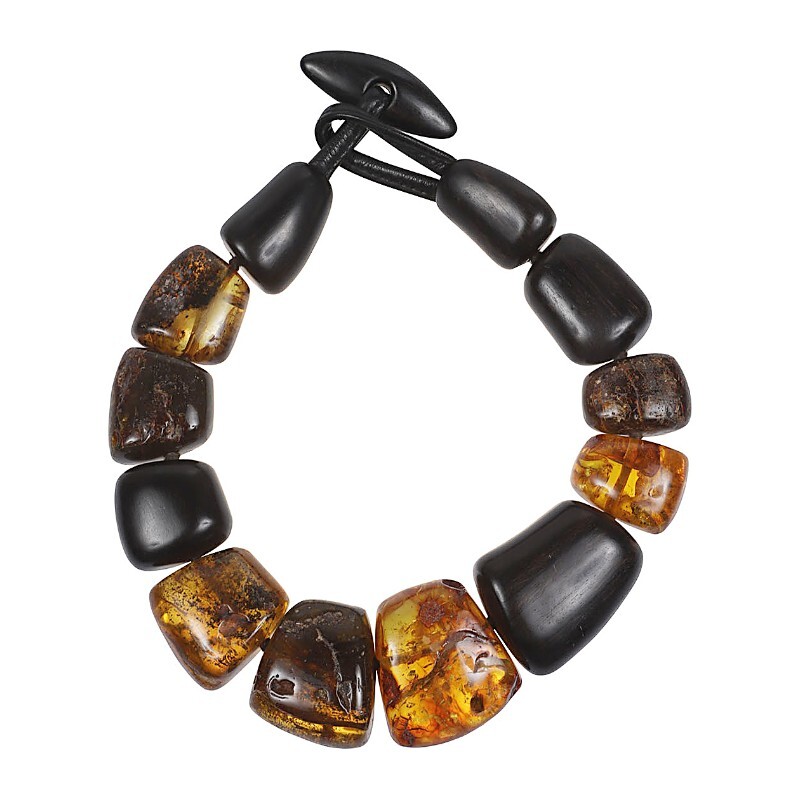 모니스 모니스 앰버 스톤 라운디드 파세티드 비즈 토글 클라스프 목걸이 U1 2590 AMBER