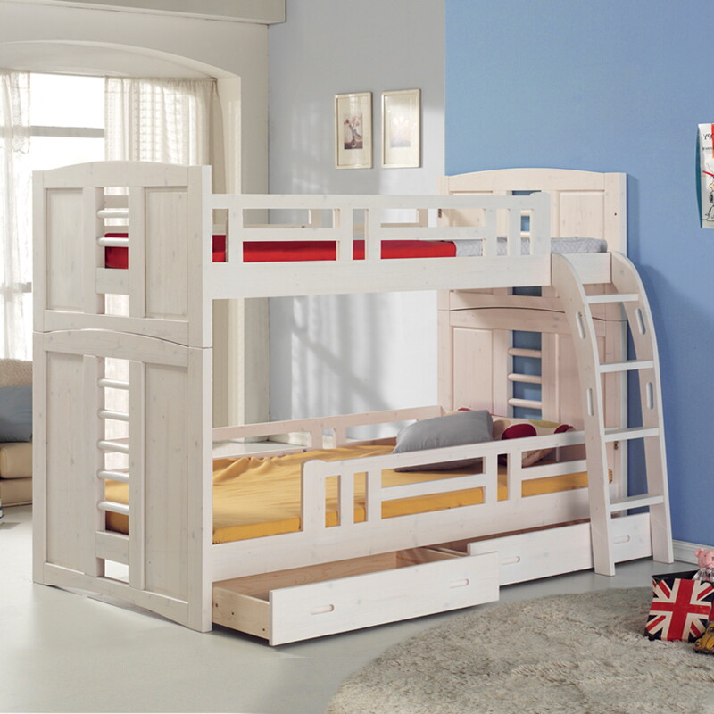 베드피아 [키즈돔] 하모니 (워시) 원목 싱글 초등 학생 어린이 벙커 이층 침대