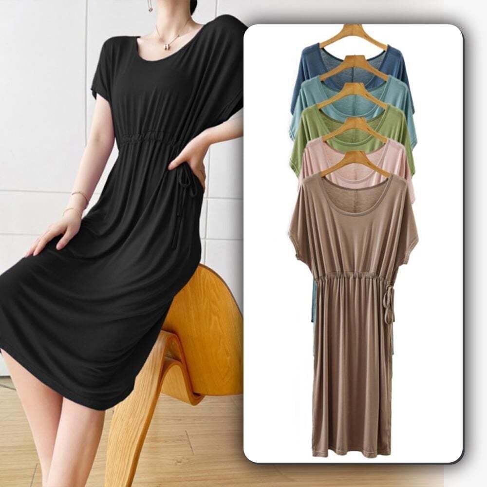 모노무드 [모노무드]모노무드 여름 홈웨어 모달 반팔 원피스 캐주얼 빅사이즈 여성용 기분 전환