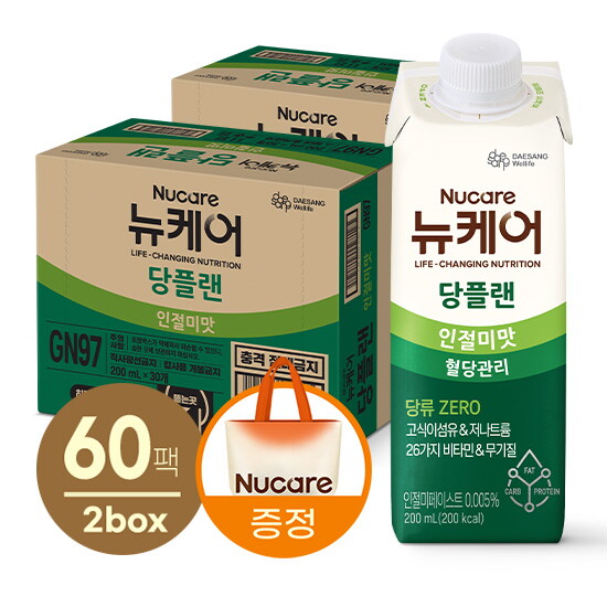 [대상웰라이프][리유저블백 증정] 뉴케어 당플랜 인절미맛 (200mlx30팩) 2박스