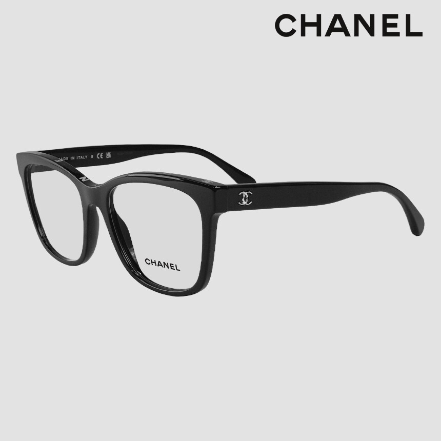 샤넬 샤넬 샤넬 스퀘어 레터링 안경 CH3392 A75208 C501 블랙