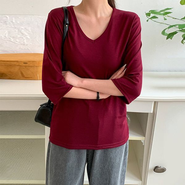 주식회사 디그레이프 무드무드 [하프클럽/무드무드]노로드 스판 8부 티셔츠