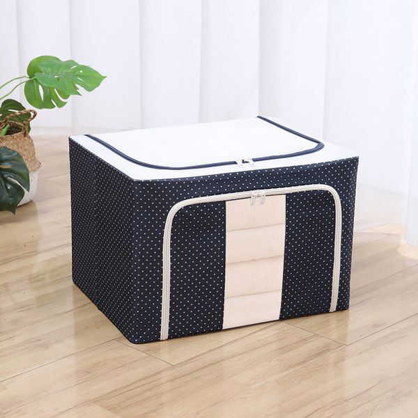 교보문고 보드겜 대용량 패브릭 접이식 리빙박스 블루도트 72L F034