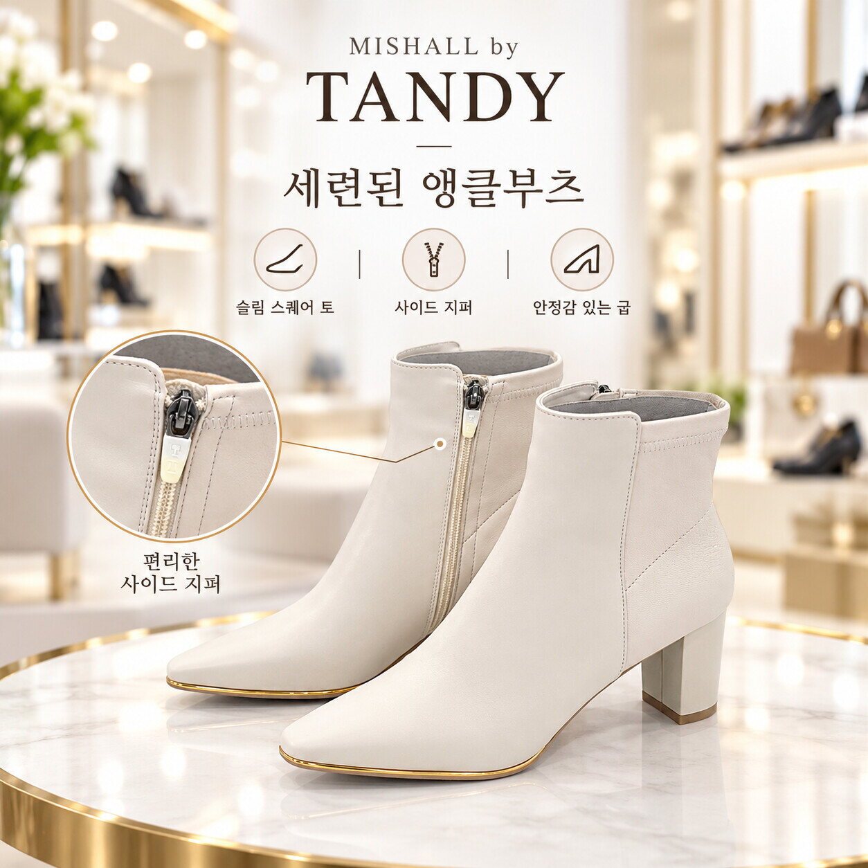 탠디 (패플) [탠디]여성 소가죽 슬림핏 스판 앵클부츠 7M1W25TD504C3_HDD