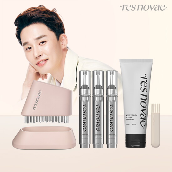[레스노베]★최초 이구성★[핑크]하이퍼샷 두피 디바이스+엑스퍼트샷 스칼프 앰플 15ml*3+볼륨 샴푸 100ml+전용 브러쉬