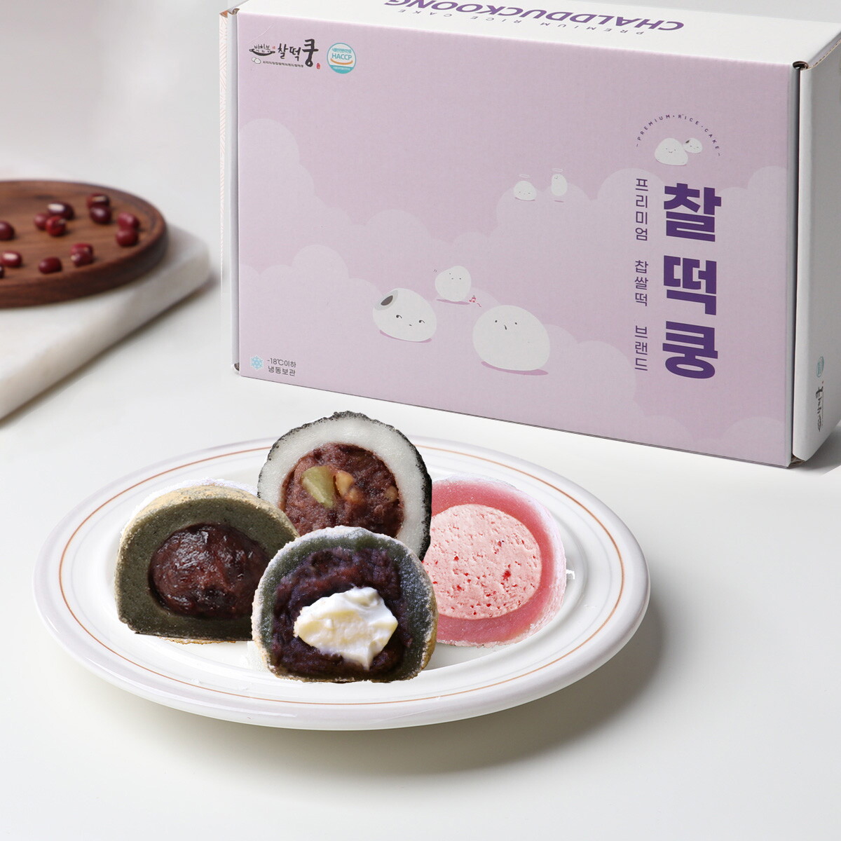 글로벌푸드 [박참봉찰떡쿵]왕 찹쌀떡 모음 (딸기크림,치즈팥,쑥인절미,흑임자견과) 12개입 720g / 모찌