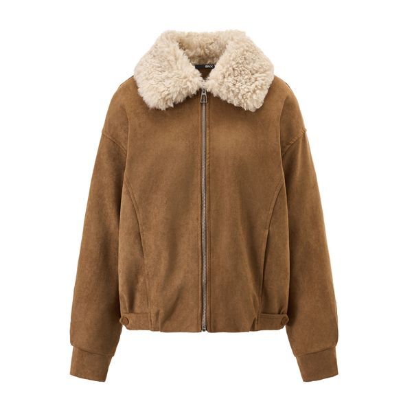 BNX [하프클럽/BNX]시어링 양털 배색 카라 무스탕 자켓 (BX4JK019L0)