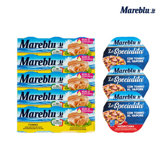 [마레블루][혼합구성] Mareblu 참치캔60g 5줄 + 멕시칸 샐러드 3팩