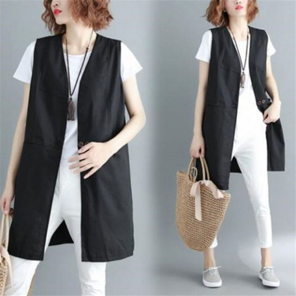 은플레이스 엄지척 Vest 노카라 마조끼 F70430 롱조끼 여름조끼 베스트