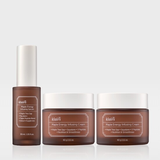 [클레어스][입문패키지]디어,클레어스 메이플 에너지 인퓨징 크림 60g*2 + 세럼 30ml*1