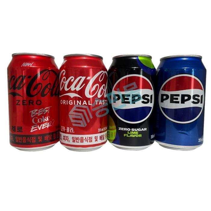 셀러허브 식품 뚱캔 업소용 코카콜라 코카콜라 펩시 펩시 제로 355ml x 각 6개씩 총 24캔 /s