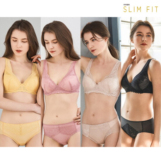 [비비안 슬림핏]비비안 슬림핏 탄력 보정 브라팬티 4SET+세컨팬티 4종