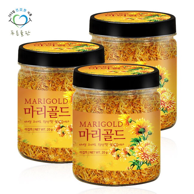 소분및판매원 : 농업회사 푸른산(주) 푸른들판 [푸른들판] 메리골드 마리골드 꽃 차 20gx3통 금잔화 꽃잎 금송화 티