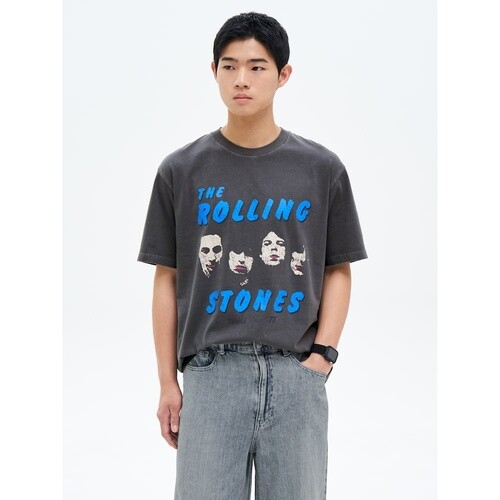 에잇세컨즈 에잇세컨즈 Rolling Stones 로고 멤버 반소매 티셔츠 애쉬