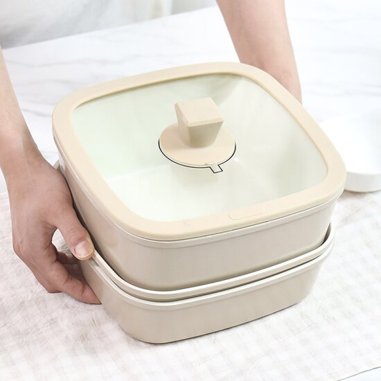 키친플라워 IH 큐브팟 사각냄비5종set(22cm냄비팬,22cm전골팬,22cm프라이팬,멀티핸들,유리뚜껑,손잡이)