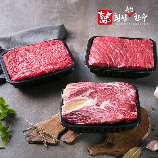 횡성축협한우 정육세트  1++등급 모둠세트 (등심400g+국거리400g+불고기400g) 총 1.2kg