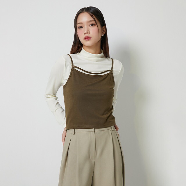 랩 [랩][LAP 랩] 언발끈탑 목폴라 긴팔세트 AQ3EX920