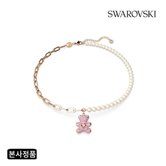 [스와로브스키][스와로브스키/본사정품] Teddy 핑크 로즈골드 크리스털 펄 목걸이 5669166
