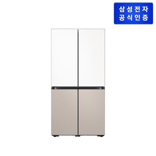 [삼성전자][4도어/875L/1등급] 삼성 비스포크 냉장고 새틴화이트+새틴베이지 [RF85DB90B1HWB]