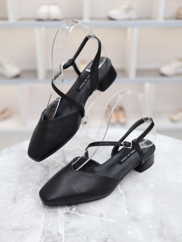 기타 (패플) [블리아르]모던 청키힐 사선 스트랩 슬링백 샌들 4cm BLMD31077_GN
