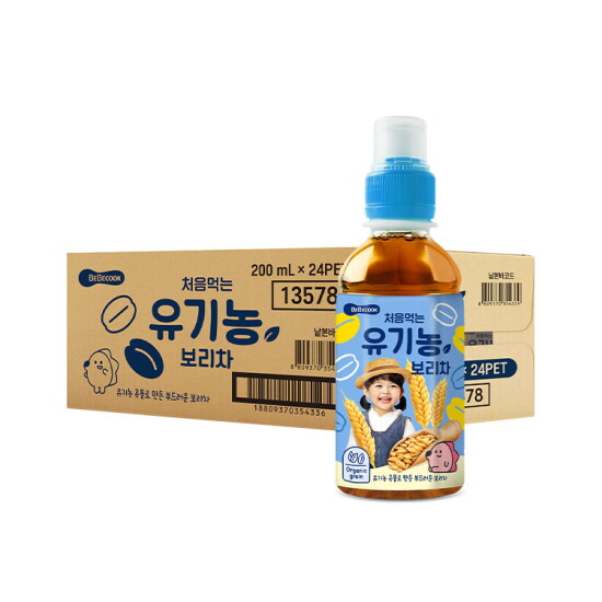 [베베쿡]처음먹는 유기농 보리차 PET 1박스 (200ml x 24개)