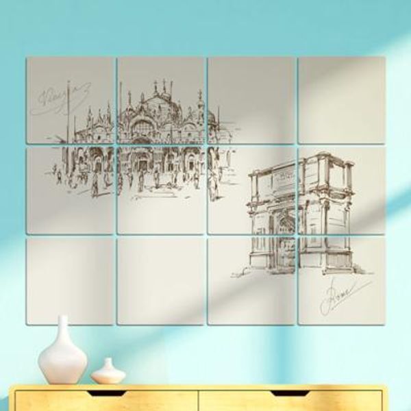 교보문고 꾸밈 pc220-멀티액자 세계랜드마크3(산마르코성당개선문)