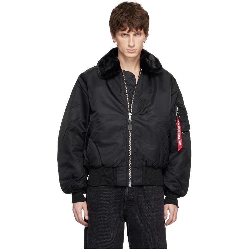 마스터마인드 마스터마인드 블랙 리버서블 Alpha Industries B-15 플라이트 보머 재킷 MW25C15-BL105 BLACK