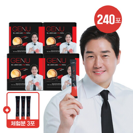 [제누][더블]제누 오리지널 스테비아 단백질 커피믹스(60포 X 4박스) + 체험분 3포