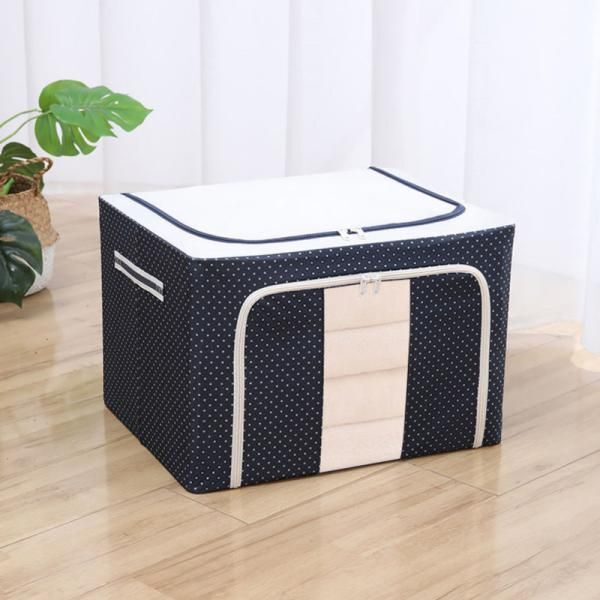 교보문고 보드겜 패브릭 접이식 정리함 블루도트 100L 리빙 박스 F038
