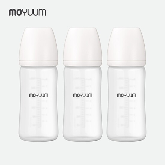 [모윰][모윰] 실리콘 코팅 노꼭지 유리 젖병 240ml 트리플팩