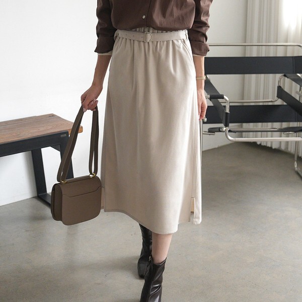 하늘바라기 [하프클럽/하늘바라기]모트 세미 A라인 울 스커트