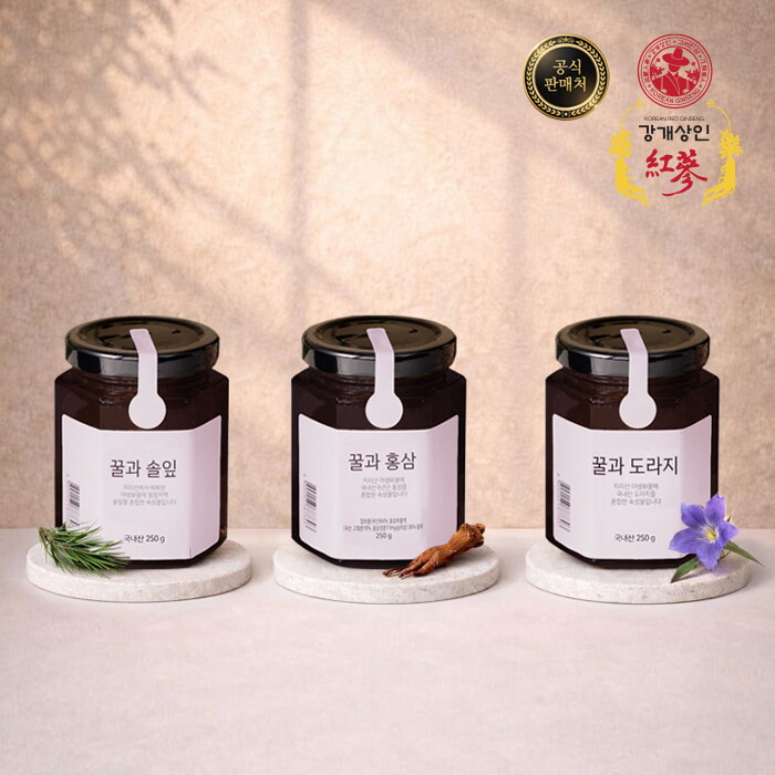 강개상인 강개상인 천연벌꿀 홍삼 도라지 솔잎 선물세트(250g x 3입) 벌이 준 자연의 맛
