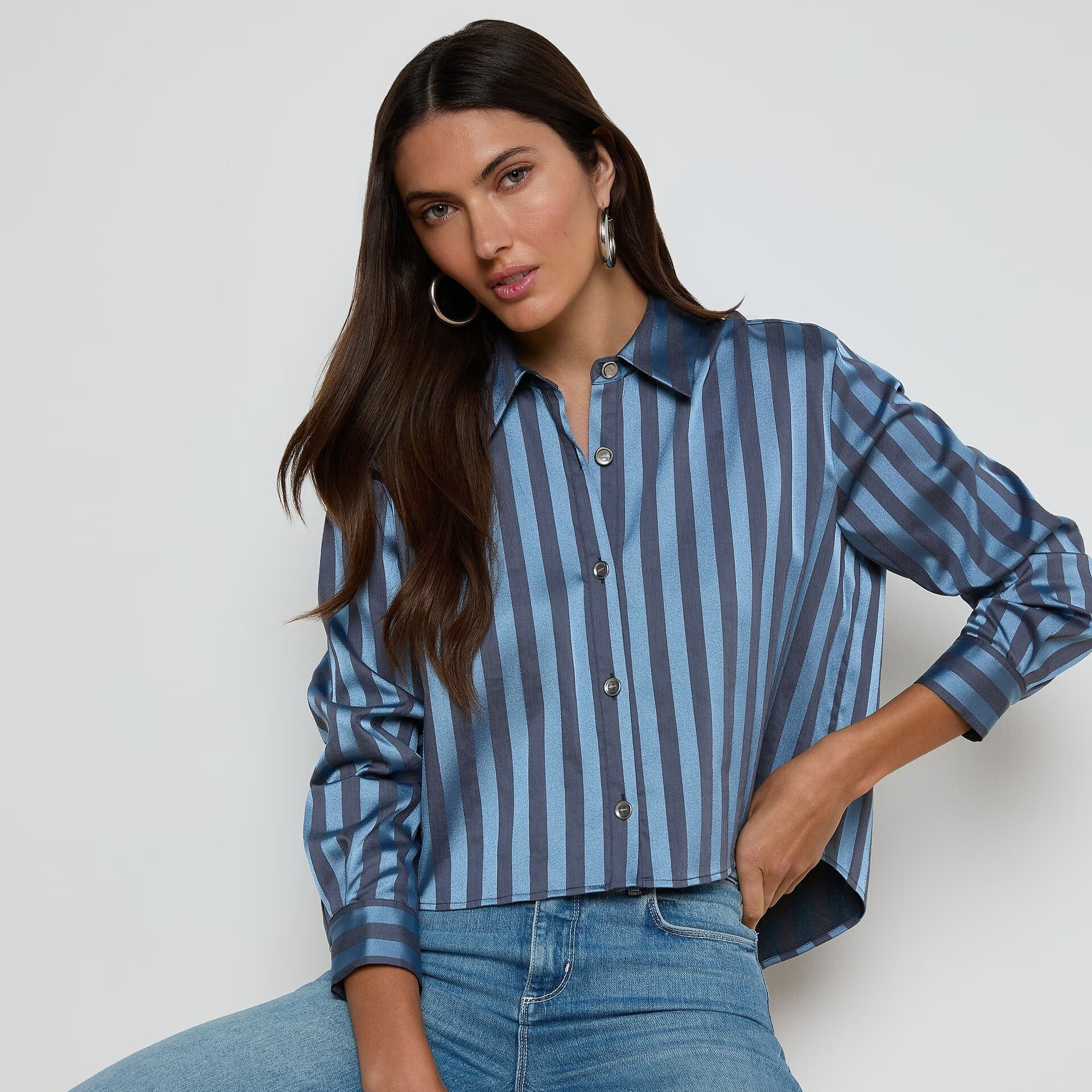 L'AGENCE 라장스(AVE) Cosette Satin Shirt 40548FKO BMLS