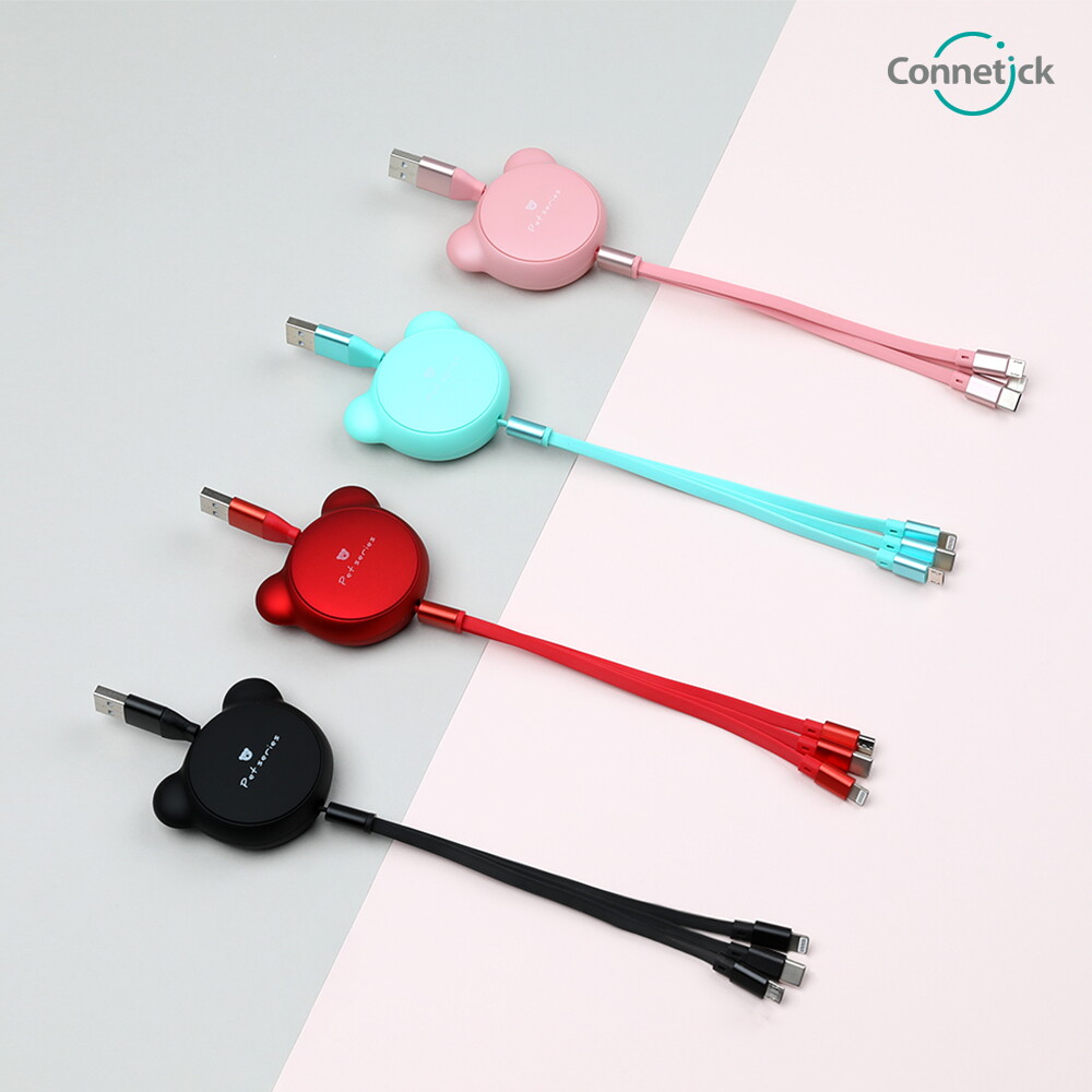 (주)씨앤에스파워 커네틱 [커네틱]미니베어 3in1 고속충전 릴케이블