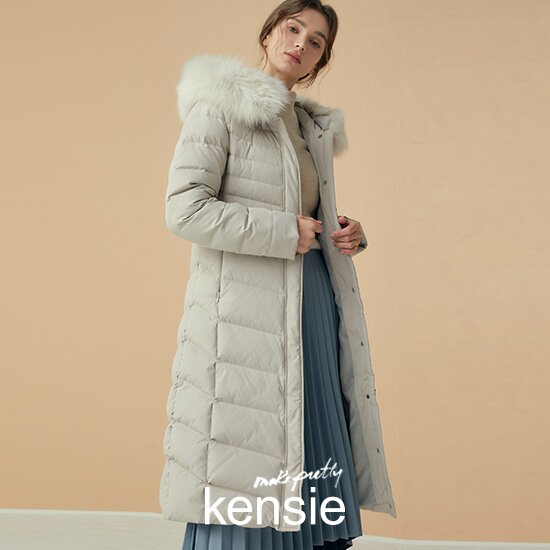[kensie]켄지 21FW 폭스 퍼 롱 구스 다운 1종