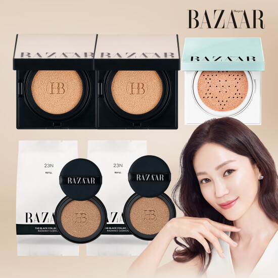 [하퍼스 바자]★하퍼스바자 최신상★ 더블랙 컬렉션 래디언스 쿠션 최현우패키지(본품2+리필2+선쿠션1)